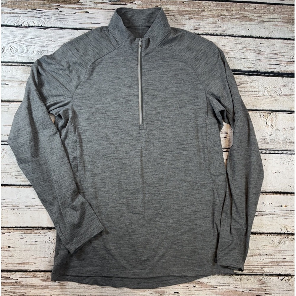 Lululemon Shirt Mens M Gray Surge Warm Half Zip Soft Stretch Active Sweater‎